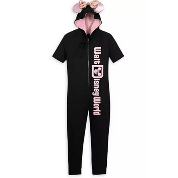 Disney Pants - Walt Disney World Womens Jumpsuit Rose Gold Hooded One Piece Minnie Ears Size S